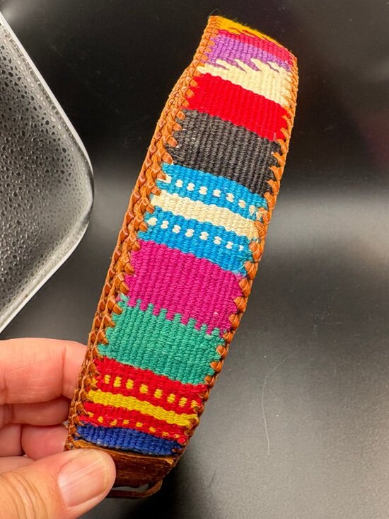 Vintage Size 30 Boho Woven Leather Southwestern Belt main image 4
